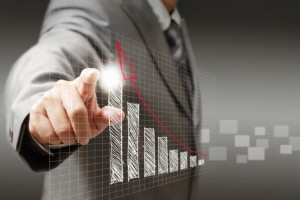 Businessman with upward graph